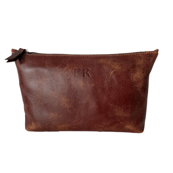 Marion Style Leather Cosmetic Bag - Brown Color